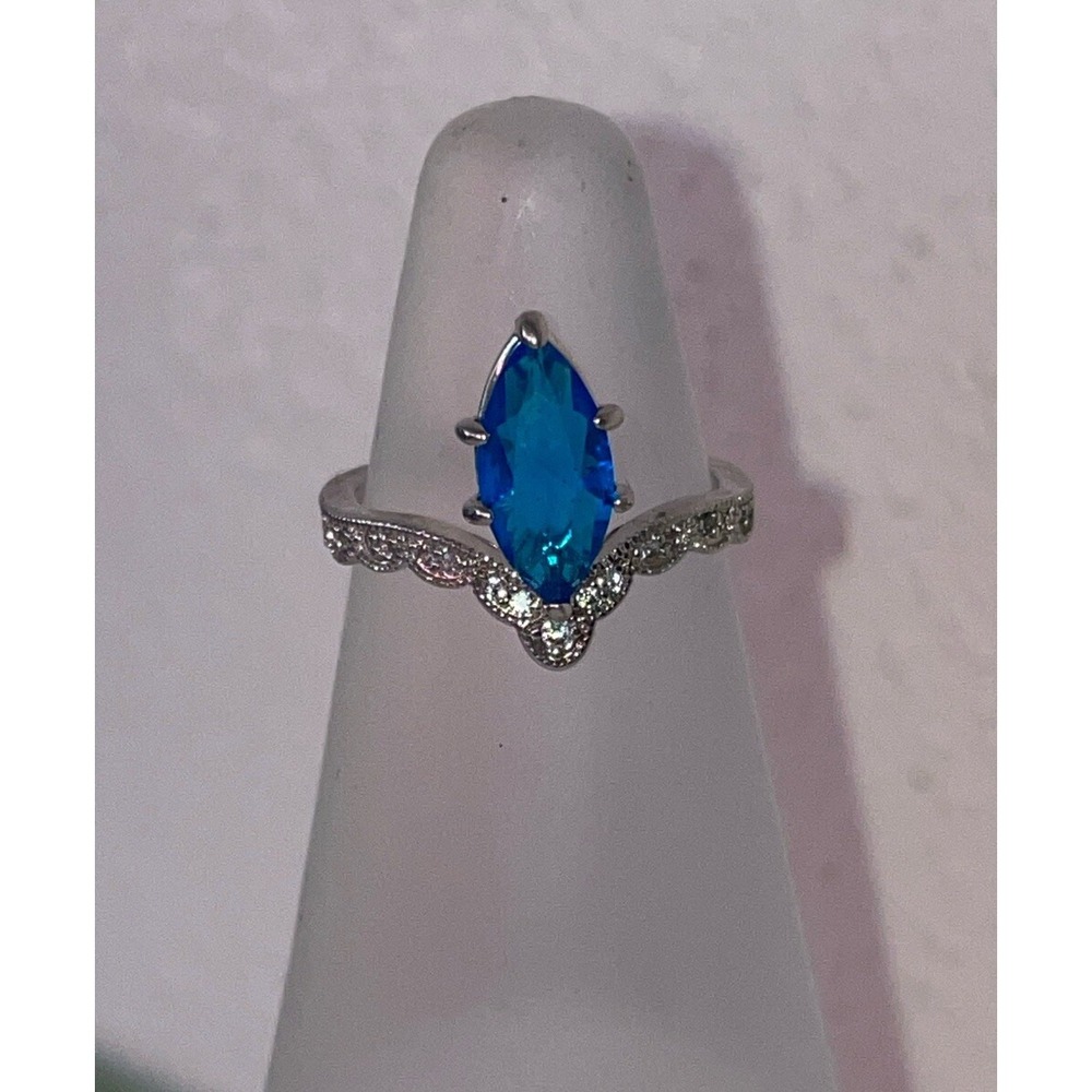 Blue And Silver Tone Ring.size 6 - Picture 2 of 2